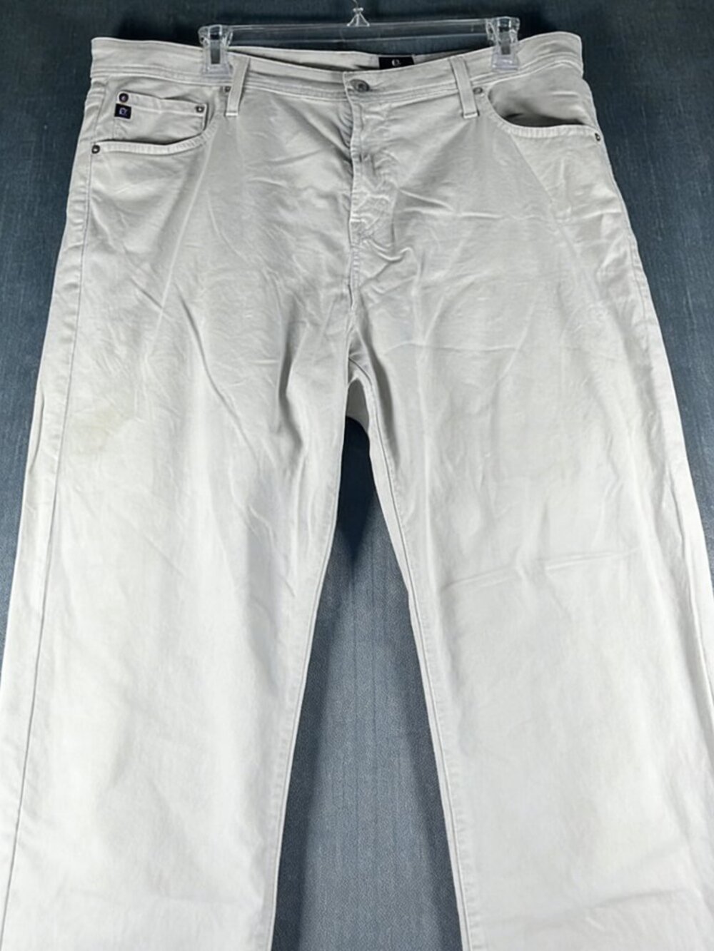 Adriano Goldschmied Men Jeans White The Everett Slim Fit Straight Leg Size 40x32